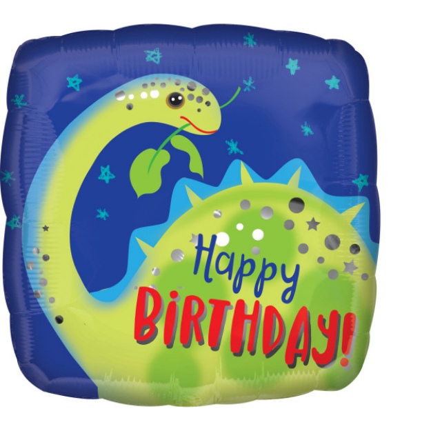 Obrázek z Foliový  balonek čtverec Dino - Happy Birthday 43 cm 