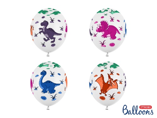 Latexové balonky Dinosauři barevní 30 cm - 6 ks