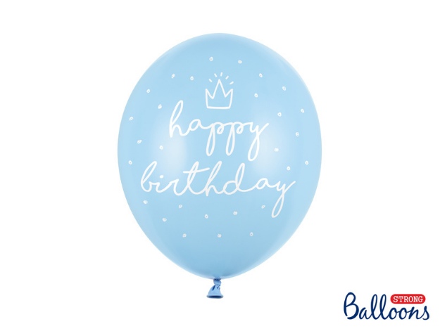 Obrázek z Latexové balonky Happy Birthday světle modré 30 cm - 6 ks 