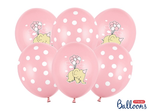 Levně Latexové balonky Sloník - světle růžové 30 cm - 6 ks