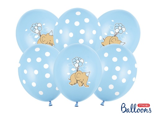 Levně Latexové balonky Sloník - světle modré 30 cm - 6 ks