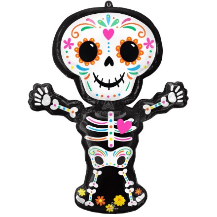 Picture of Foliový balonek halloween - Day of the dead holografický kostlivec 66 x 86 cm