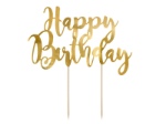 Obrázek z Dekorace na dort nápis Happy Birthday 22 cm - Zlatý 
