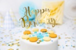 Obrázek z Dekorace na dort nápis Happy Birthday 22 cm - Zlatý 