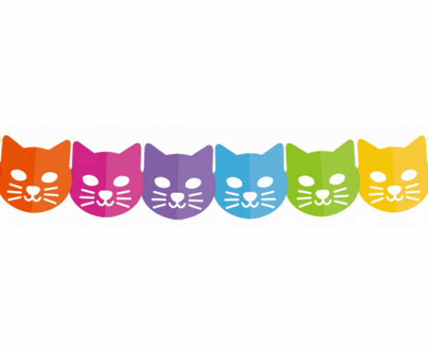 Obrázek z Papírová girlanda kočička - barevná 360 cm 