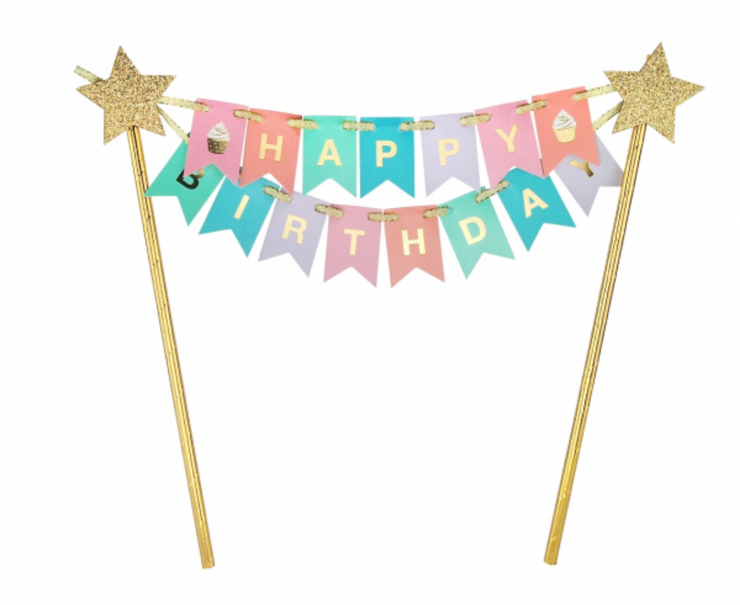 Dekorace na dort Happy Birthday - pastel 27 cm