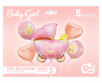 Obrázok z Sada fóliových balónikov Baby Girl - 5 ks