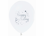 Obrázok z Latexové balóniky biela-čierna Happy Birthday - 30 cm - 5 ks