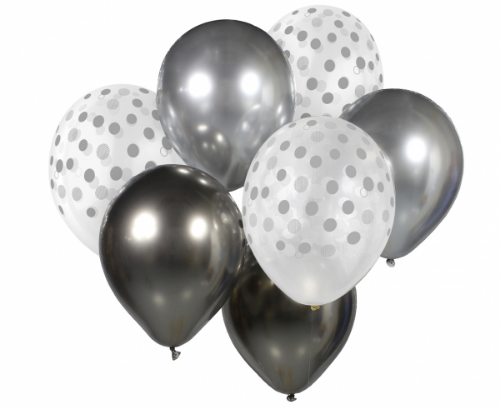 Levně Balonkový buket Chrome Stříbro-Grafitový - 7 ks