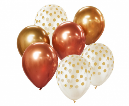 Obrázek Balonkový buket Chrome Zlato-měděný - 7 ks