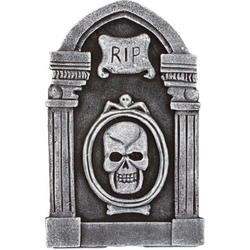 Levně Halloweenská dekorace Náhrobek - lebka RIP 31 cm