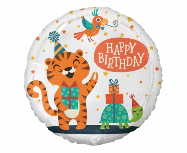 Obrázok z Fóliový balónik - Tiger a korytnačka Happy Birthday 45 cm - godan