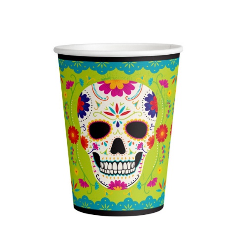 Levně EKO Papírové kelímky Halloween - Day of the dead barevné - 8 ks