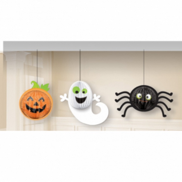 Obrázek z 3 Mini lampionky Halloween - Dýně, duch a pavouk 