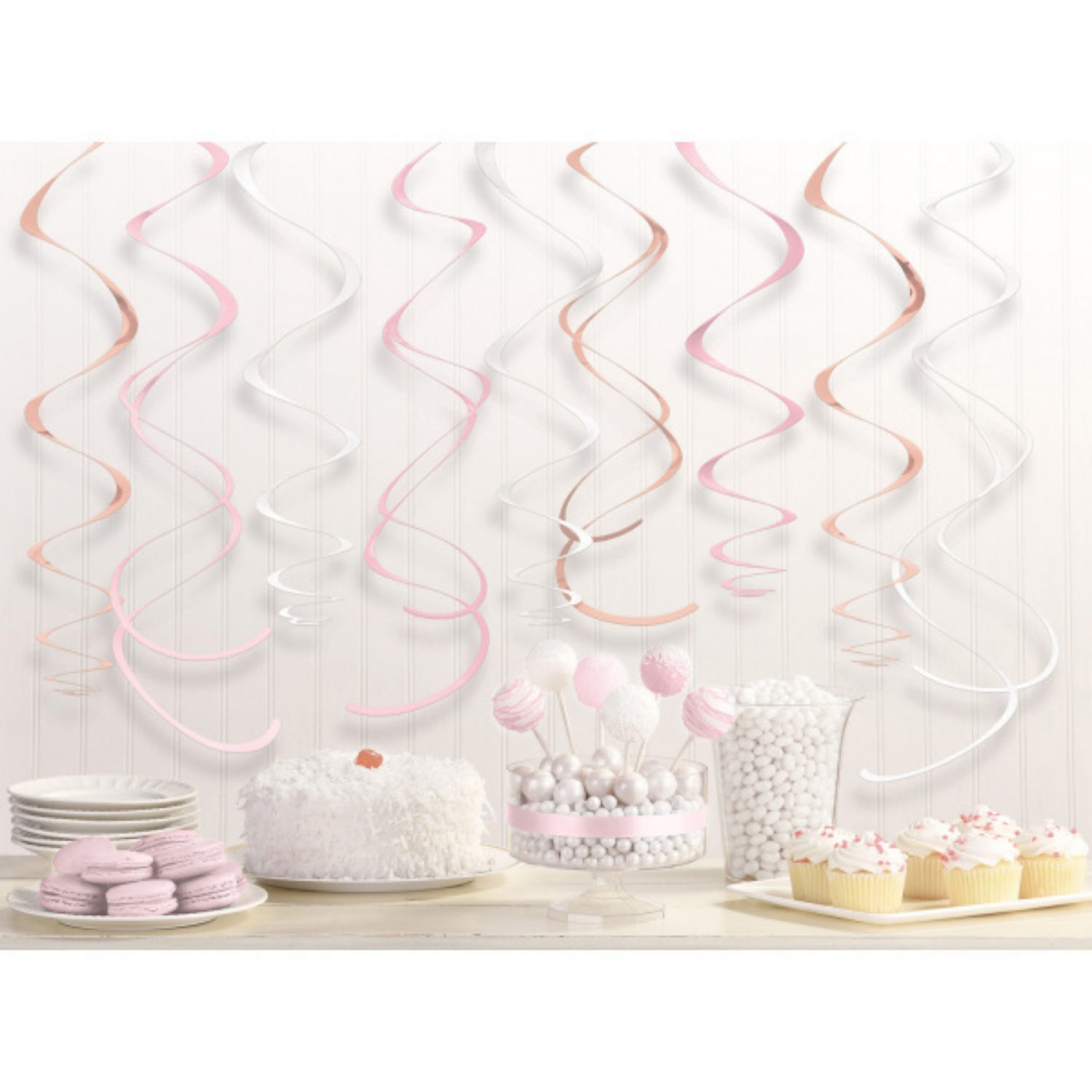 Závěsné spirály rosegold blush 12 ks