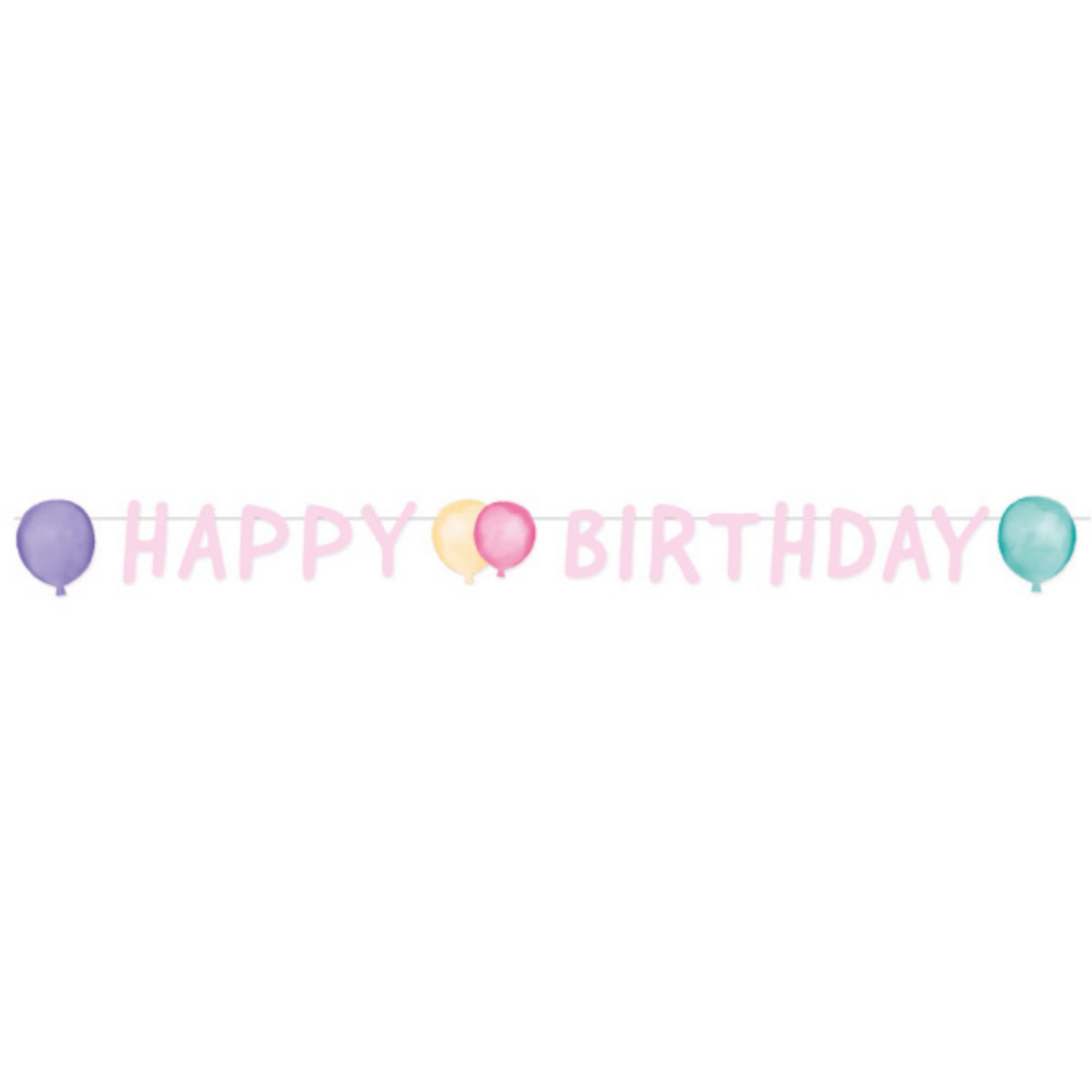 Party nápis Pastel Balloons Happy Birthday 150 cm