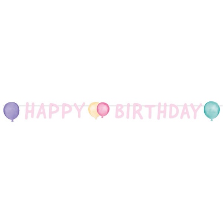 Obrázok z Party nápis Pastel Balloons Happy Birthday 150 cm