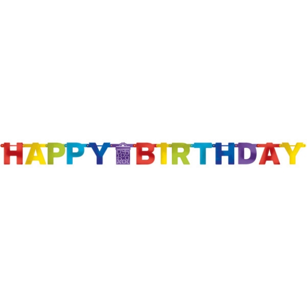 Obrázok z Party nápis Jumbo farebný metalický Happy Birthday 213 cm