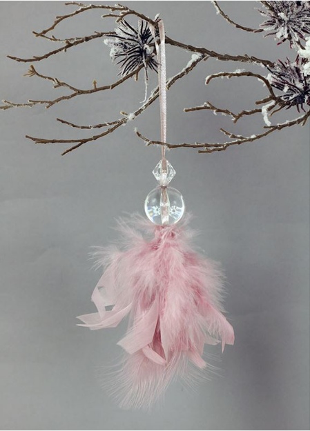 Obrázek z Andělíček z peří - závěsný růžový cca 17 cm 