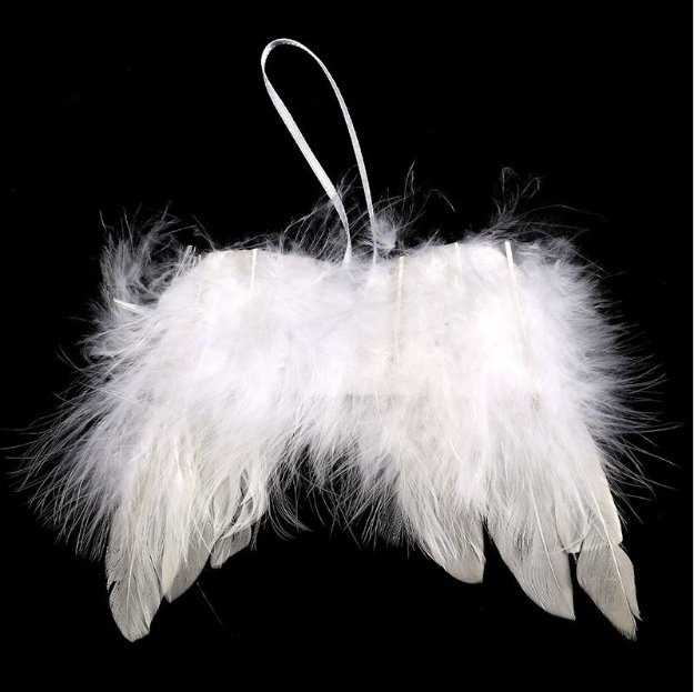 Obrázok z Závesná dekorácia z peria - Anjelské krídla 13x9 cm - biela