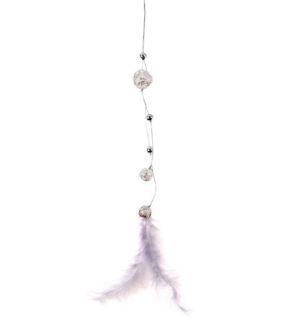 Obrázek z Závěsná dekorace z peří - drátěné perly - šedé 