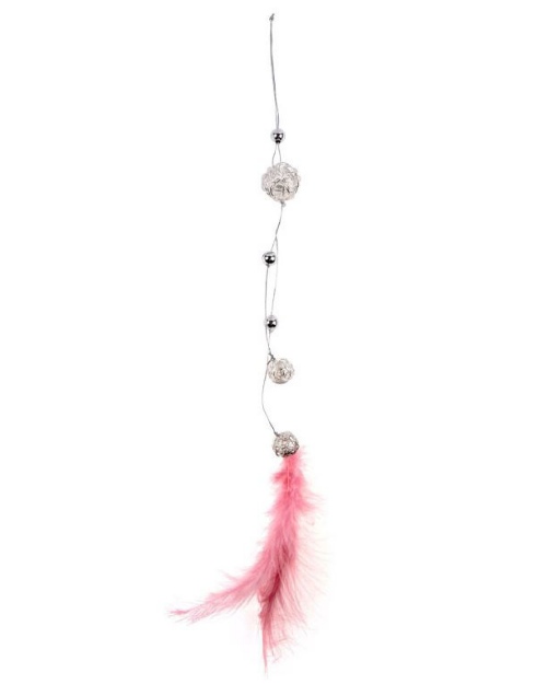 Obrázok z Závesná dekorácia z peria - drôtené perly - ružové