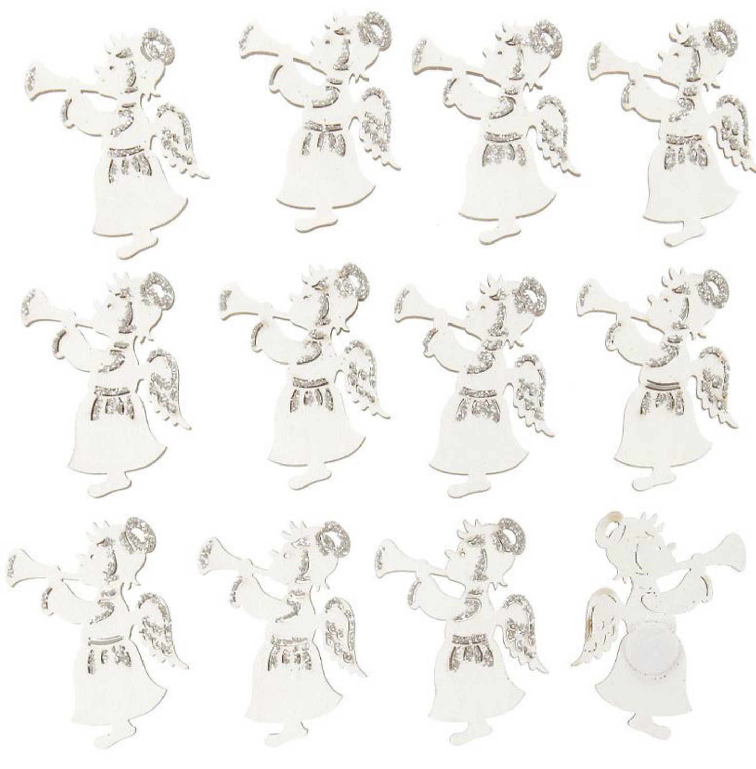 Dřevěná dekorace k nalepení - Andílek 12 ks