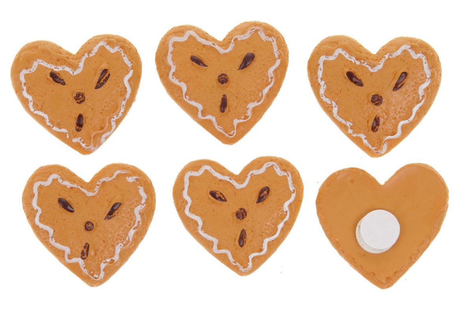 Dekorace k nalepení - Srdíčko perníkové 6 ks