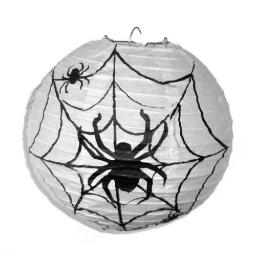 Levně Papírový lampion Halloween pavouk s pavučinou - 20 cm