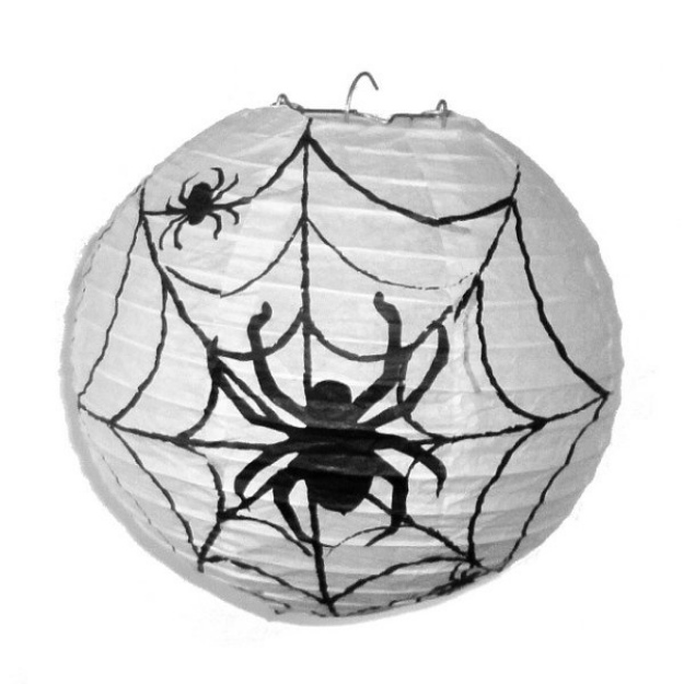 Obrázok z Papierový lampión Halloween pavúk s pavučinou - 20 cm