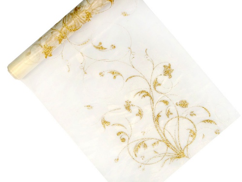 Levně Organza s potiskem krémová 36 cm x 9 m