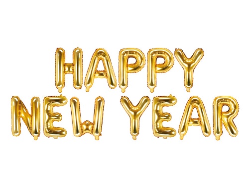 Levně Foliový nápis HAPPY NEW YEAR ve zlaté barvě 422 x 42 cm