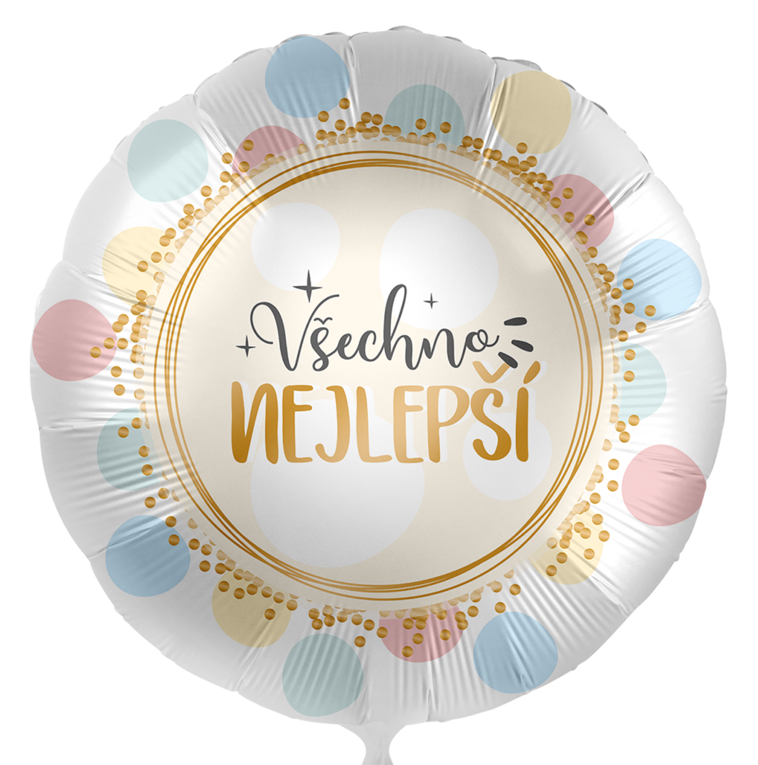 Foliový balonek Všechno nejlepší CZ - Macaron puntíky 43cm