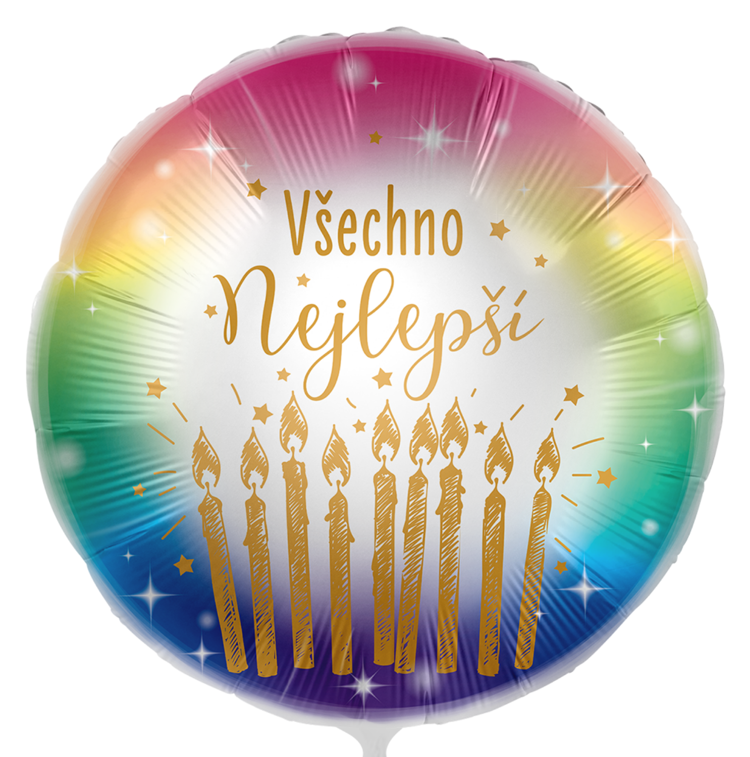 Foliový balonek Všechno nejlepší CZ - Zlaté svíčky 43cm