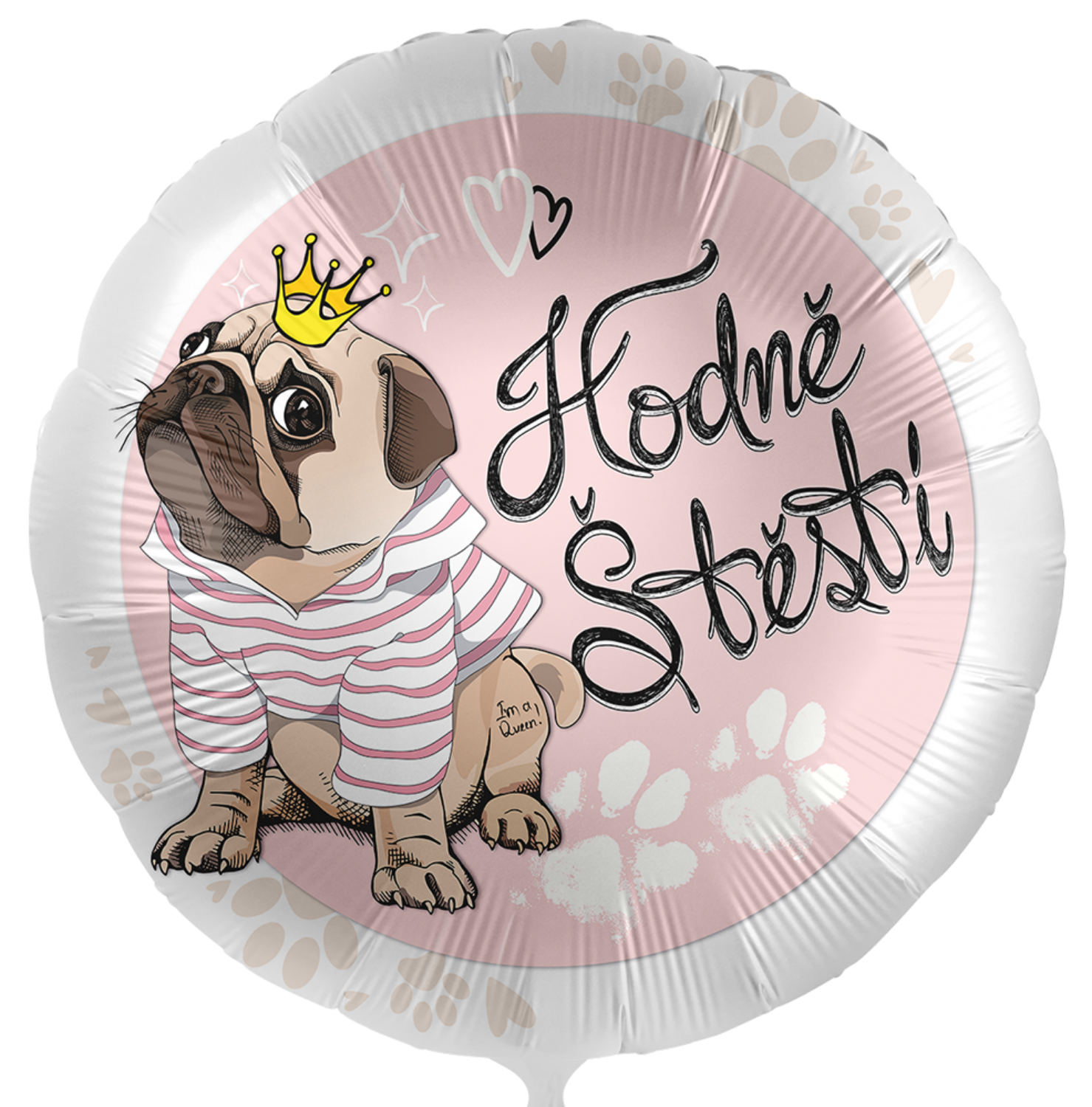 Levně Foliový balonek Hodně štěstí - Mopsík CZ - 43cm