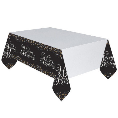 Levně Plastový ubrus Luxus Gold Happy Birthday 120 x 180 cm