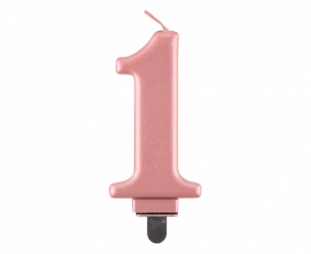 Picture of Svíčka narozeninová číslice 1 metalická rosegold 8 cm