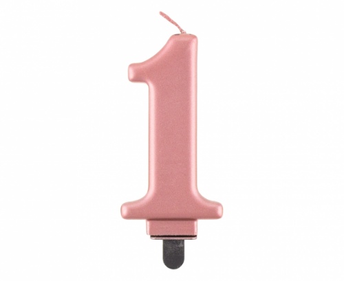 Levně Svíčka narozeninová číslice 1 metalická rosegold 8 cm