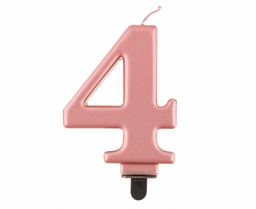 Levně Svíčka narozeninová číslice 4 metalická rosegold 8 cm