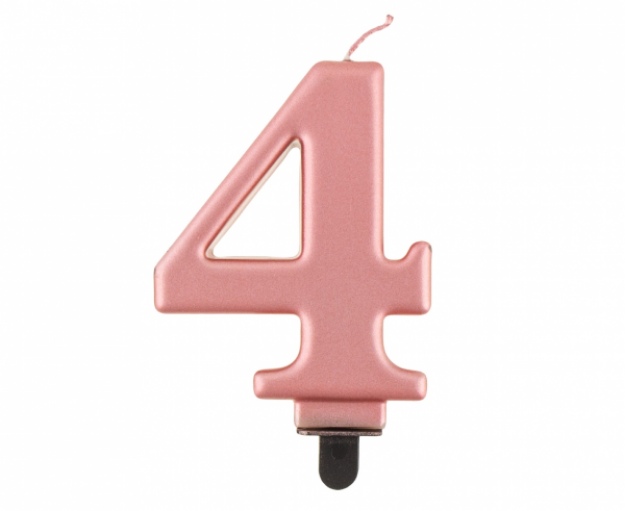 Obrázek z Svíčka narozeninová číslice 4 metalická rosegold 8 cm  