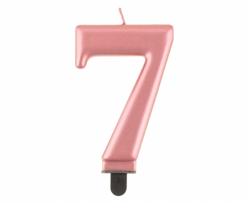 Levně Svíčka narozeninová číslice 7 metalická rosegold 8 cm
