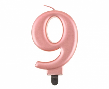 Obrázek Svíčka narozeninová číslice 9 metalická rosegold 8 cm