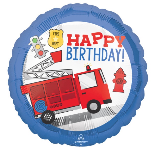 Obrázek z Foliový balonek Hasičské auto - Happy Birthday 43 cm 