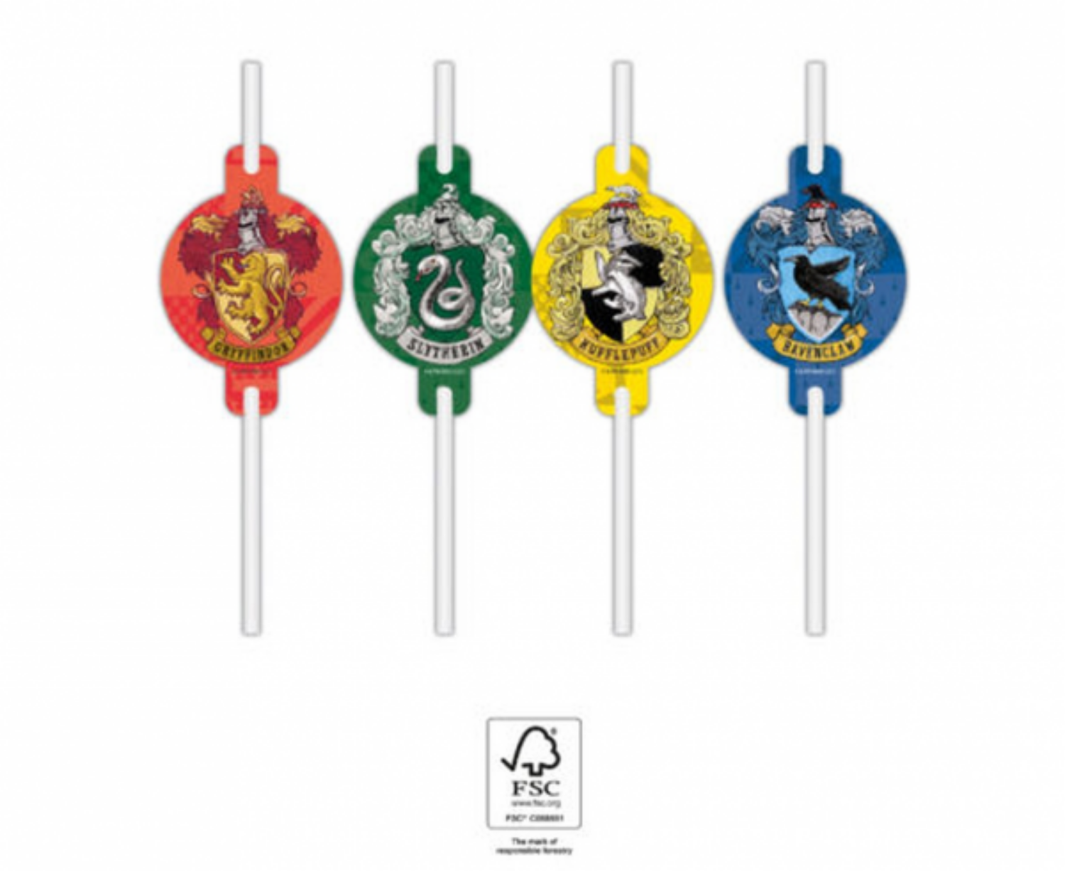 EKO papírová brčka Harry Potter - Bradavické koleje - 4 ks