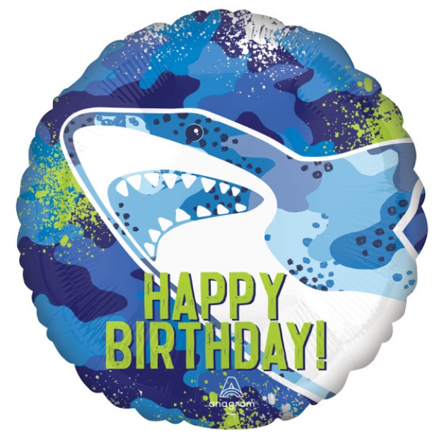 Obrázek z Foliový balonek Žraloci - Happy Birthday 43 cm 