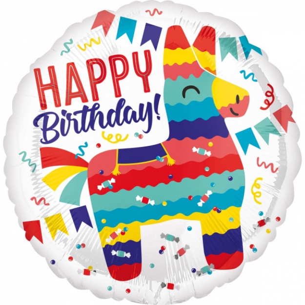 Obrázok z Fóliový balónik Fiesta - Happy Birthday 45 cm