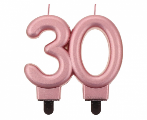 Levně Svíčka narozeninová číslice 30 metalická rose gold 8 cm