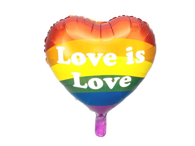 Obrázok z Fóliový balónik srdca Dúhové Láska je láska 35 cm - balený