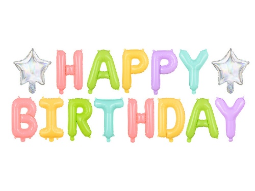 Levně Foliový nápis HAPPY BIRTHDAY macaron mix 395 x 35 cm