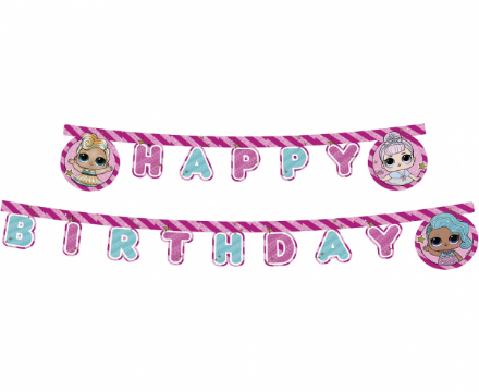 Obrázek Party nápis LOL Surprise Glitter Happy Birthday - 210 cm